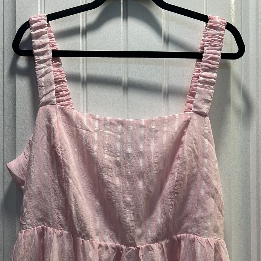 Eloquii Pink and White Striped Lined MIDI Dress. Size 18. NWT. - Picture 5 of 12